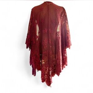 Miami Burgundy Lace Women Poncho